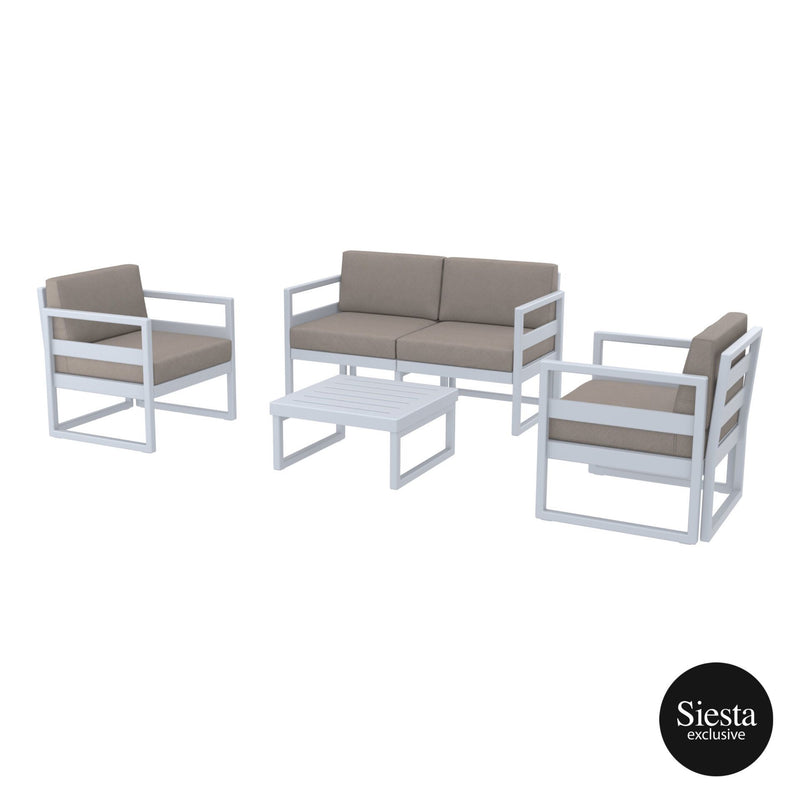 Mykonos Lounge Set - Silver Grey with Brown Cushions