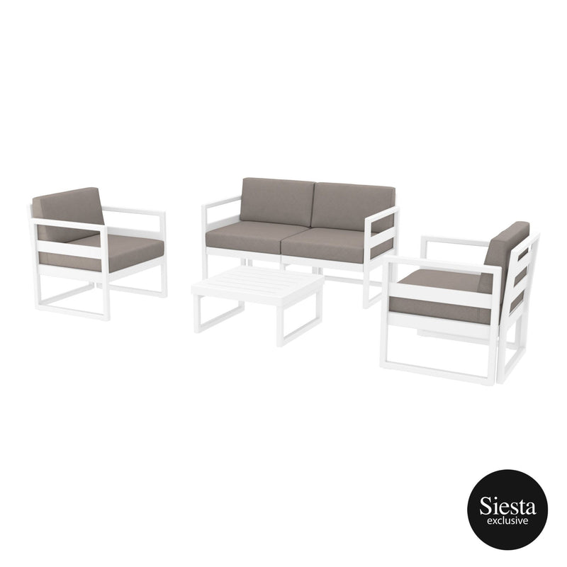 Mykonos Lounge Set - White with Brown Cushions