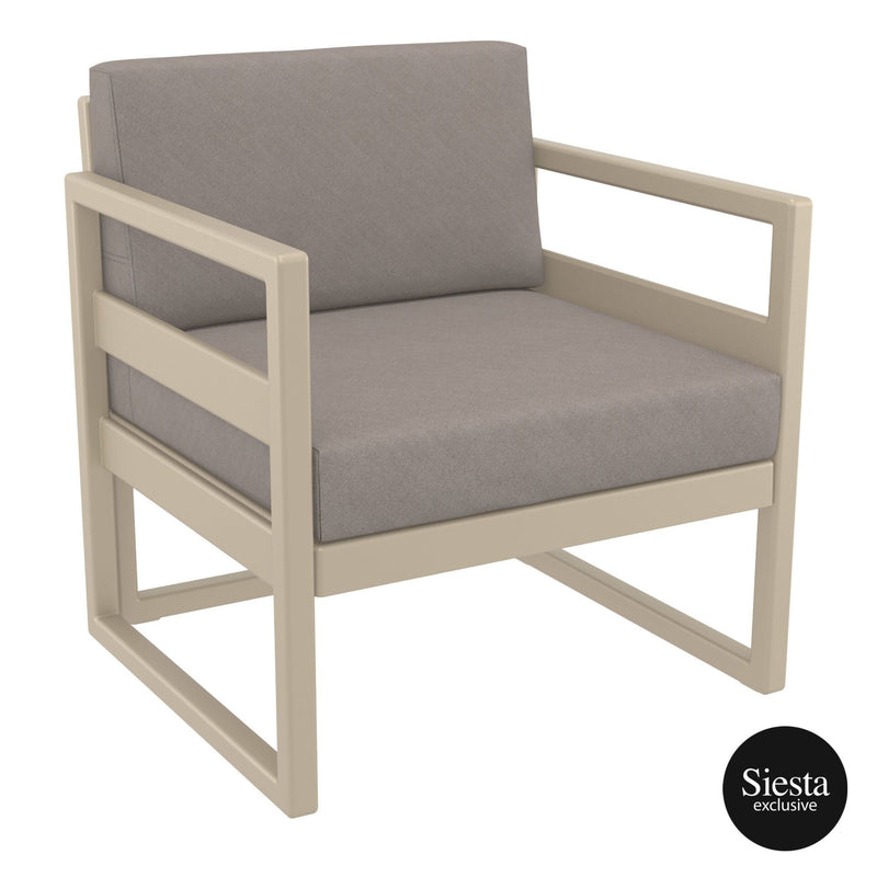Mykonos Lounge Armchair - Taupe with Beige Cushions
