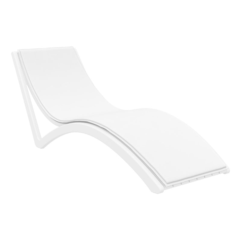 Slim Sunlounger - White with White Cushion