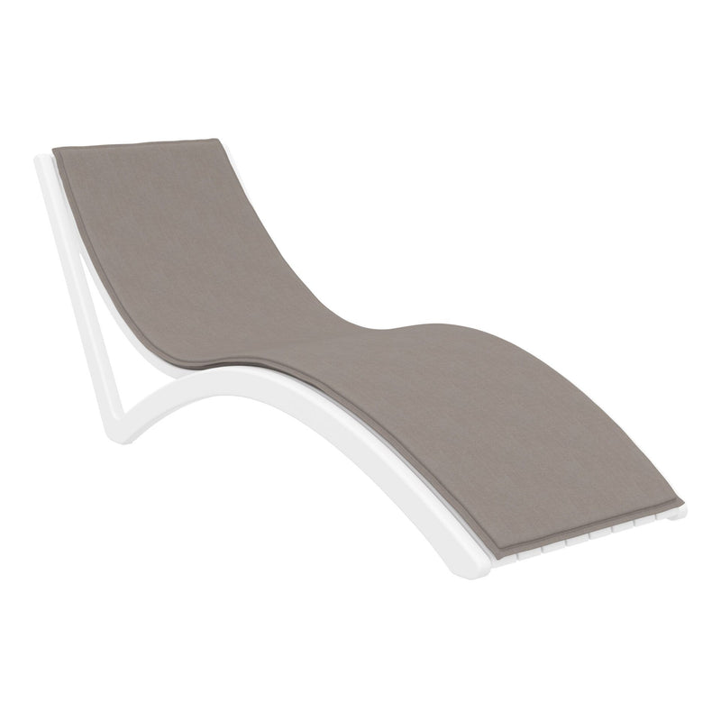 Slim Sunlounger - White with Light Brown Cushion