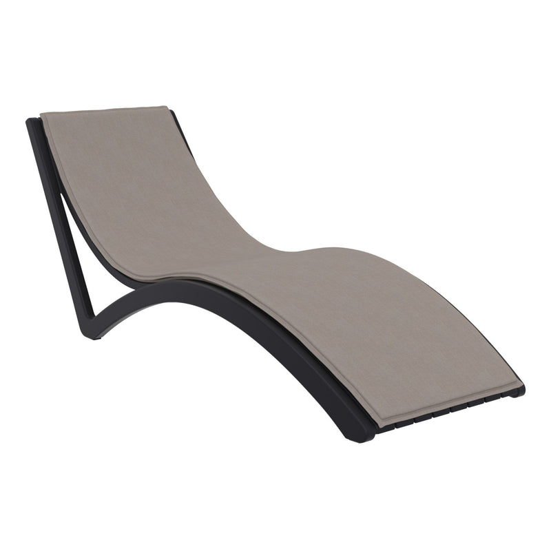 Slim Sunlounger - Black with Light Brown Cushion