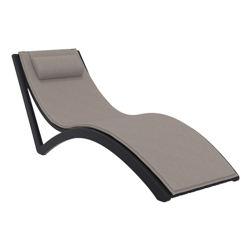 Slim Sunlounger - Black with Light Brown Cushion and Pillow