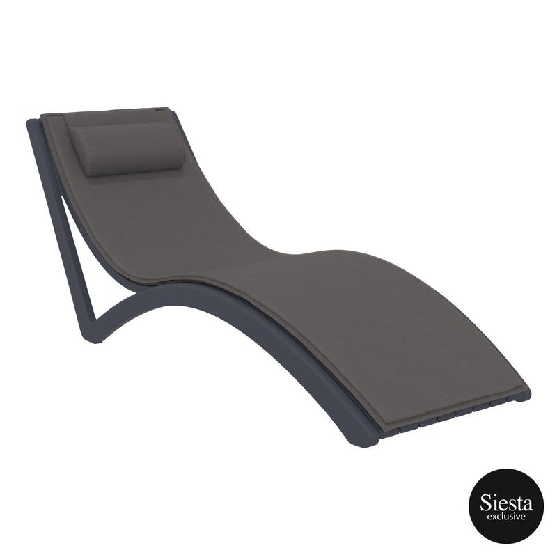 Slim Sunlounger - Anthracite with Dark Grey Cushion and Pillow