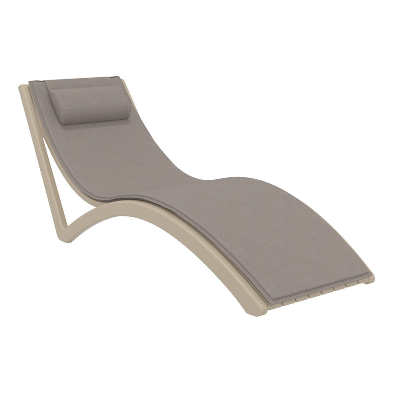 Slim Sunlounger - Taupe with Light Brown Cushion and Pillow