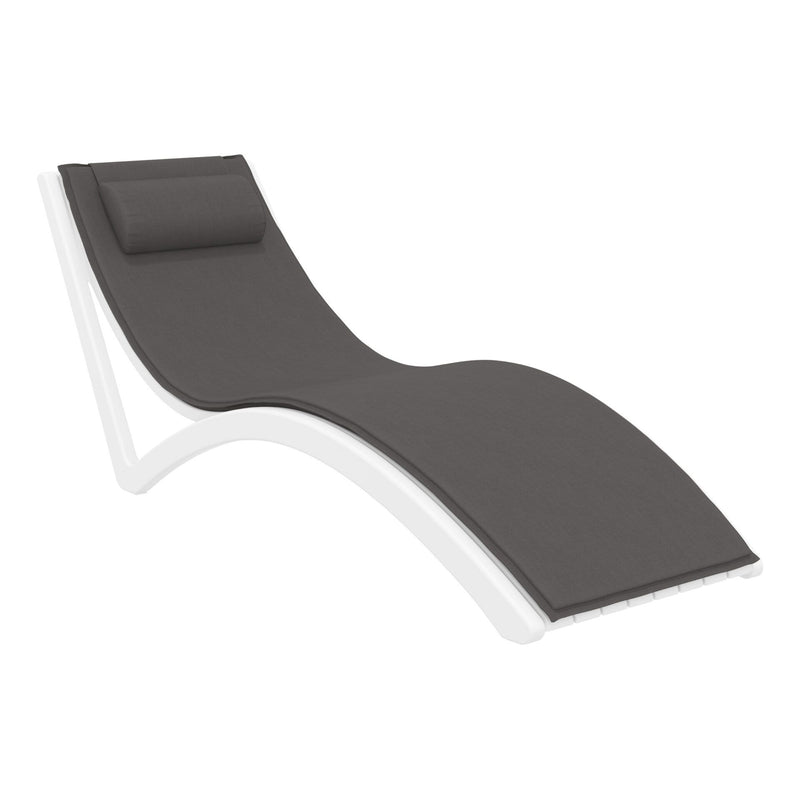 Slim Sunlounger - White with Dark Grey Cushion and Pillow