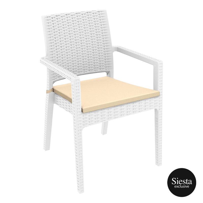 Ibiza Armchair - White with Beige Cushion