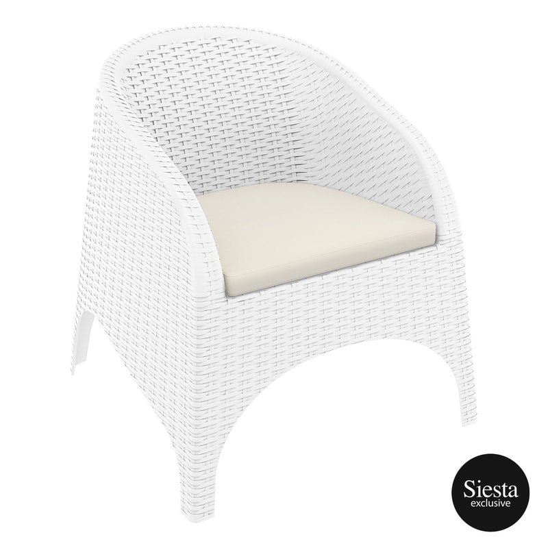 Aruba Armchair - White with Beige Cushion