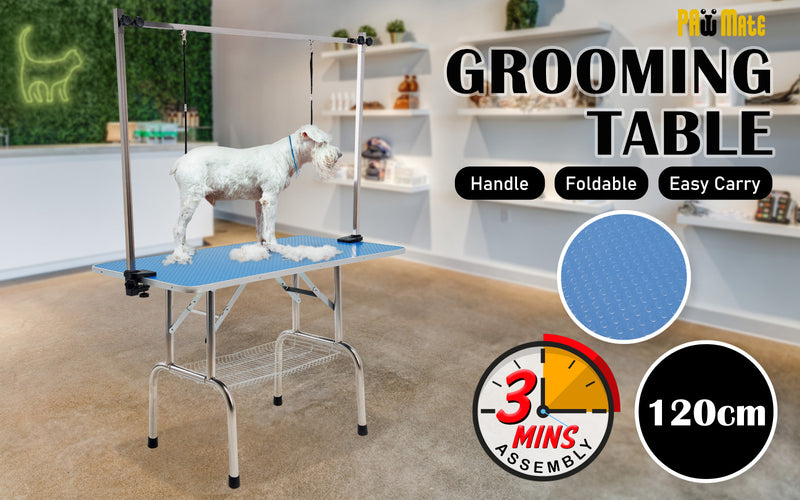 Paw Mate Blue Pet Grooming Salon Table Dual Dog Cat 120cm