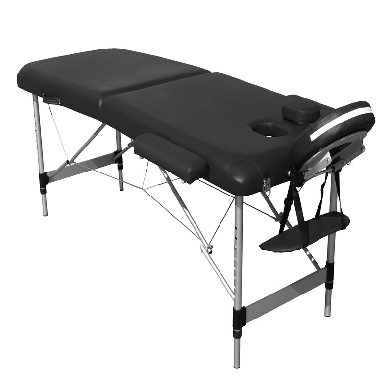 YES4HOMES 2 Fold Portable Aluminium Massage Table Massage Bed Beauty Therapy Black