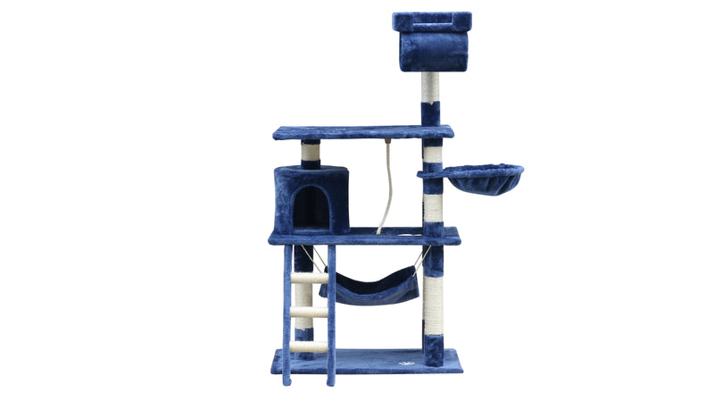 YES4PETS 140 cm Cat Kitten Scratching Post Tree W ladder & Hammock-Blue