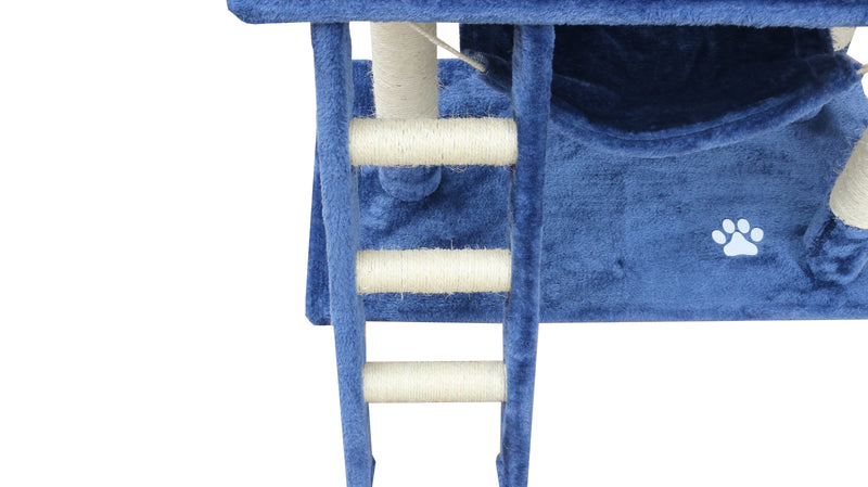 YES4PETS 140 cm Cat Kitten Scratching Post Tree W ladder & Hammock-Blue