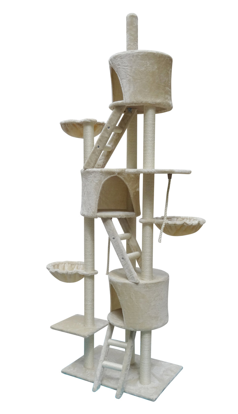 YES4PETS 244 cm XL Multi Level Cat Scratching Post Tree Scratcher Pole- Beige