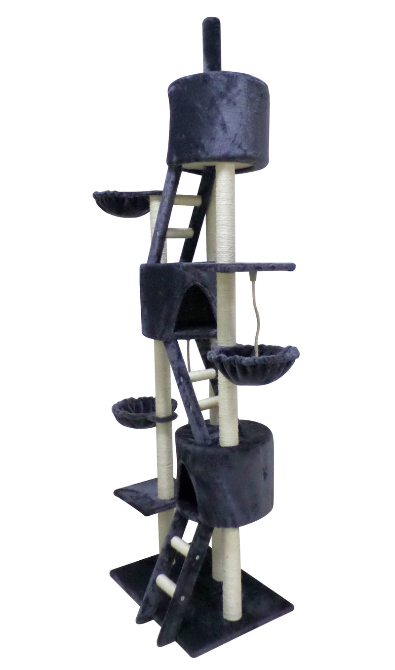 YES4PETS 244 cm XL Multi Level Cat Scratching Post Tree Scratcher Pole- Grey
