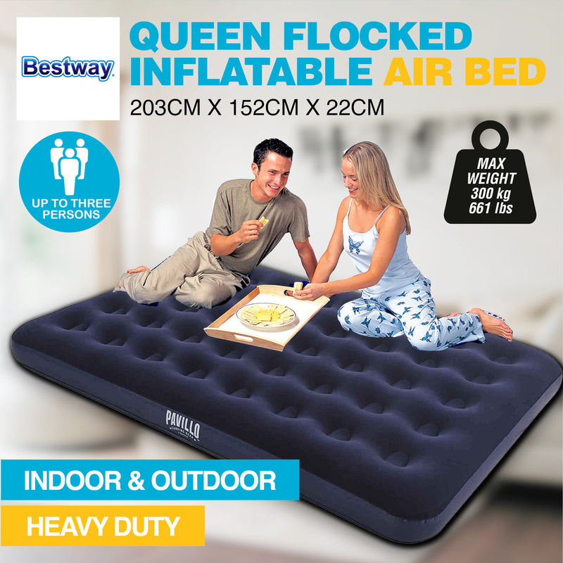 Bestway Queen Inflatable Air Bed Indoor/Outdoor Heavy Duty Durable Camping