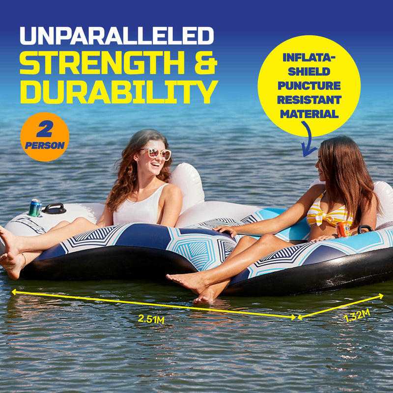 Bestway 2.51m Inflatable 2 Person Rapid Rider Tube Built In Cooler