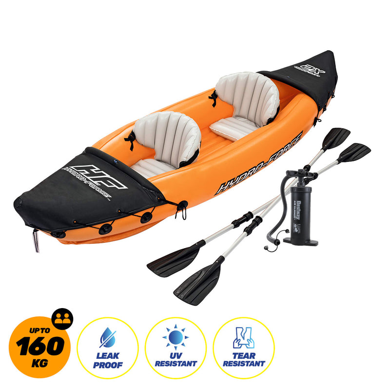 Bestway Lite-Rapid 2 Person Kayak Oars Hand Pump Fins Inflatable 3.21m x 88cm