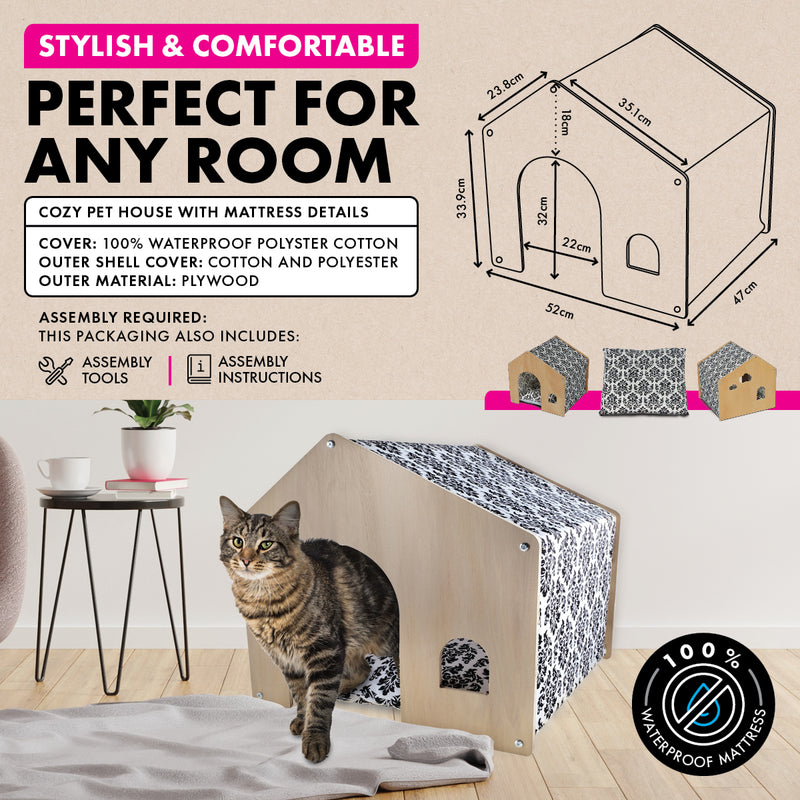 Pet Basic Vintage Cozy Cat House Waterproof Mattress 52 x 47 x 50cm