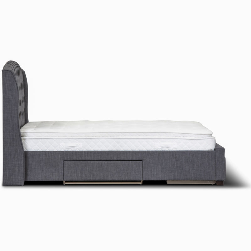 Honeydew Double Size Bed Frame Timber Mattress Base With Storage Drawers - Grey