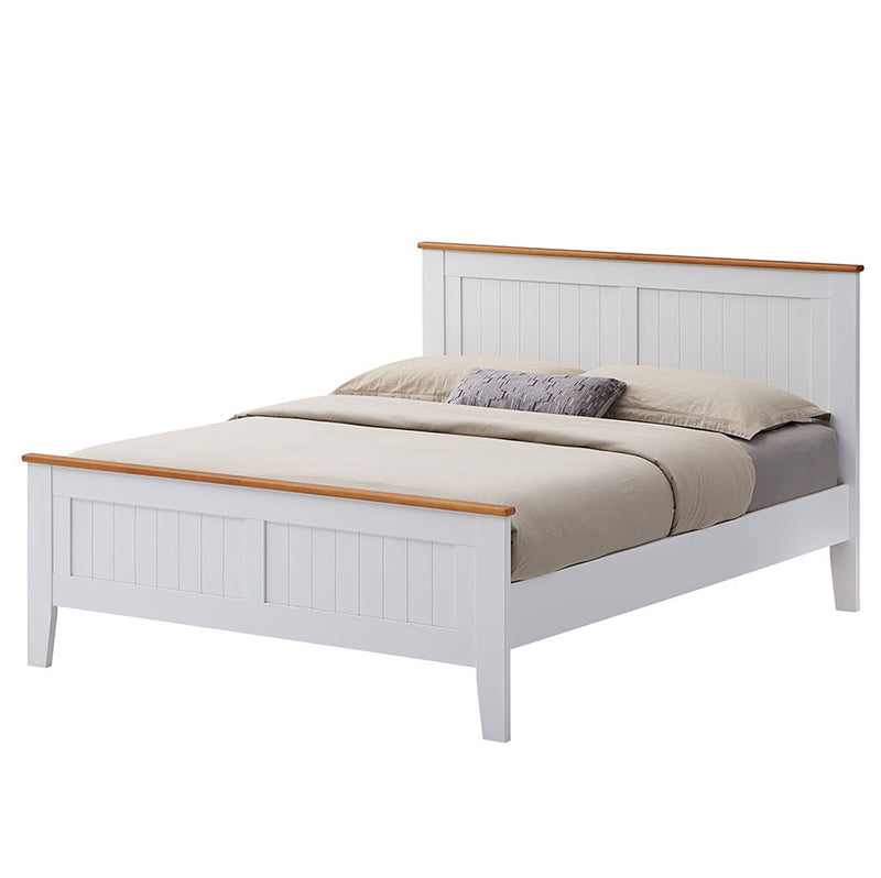 Lobelia Bed Frame Double Size Mattress Base Solid Rubber Timber Wood - White