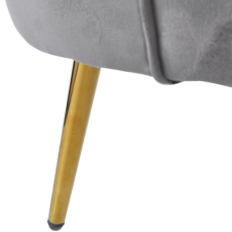 Bloomer Velvet Fabric Accent Sofa Love Chair - Grey