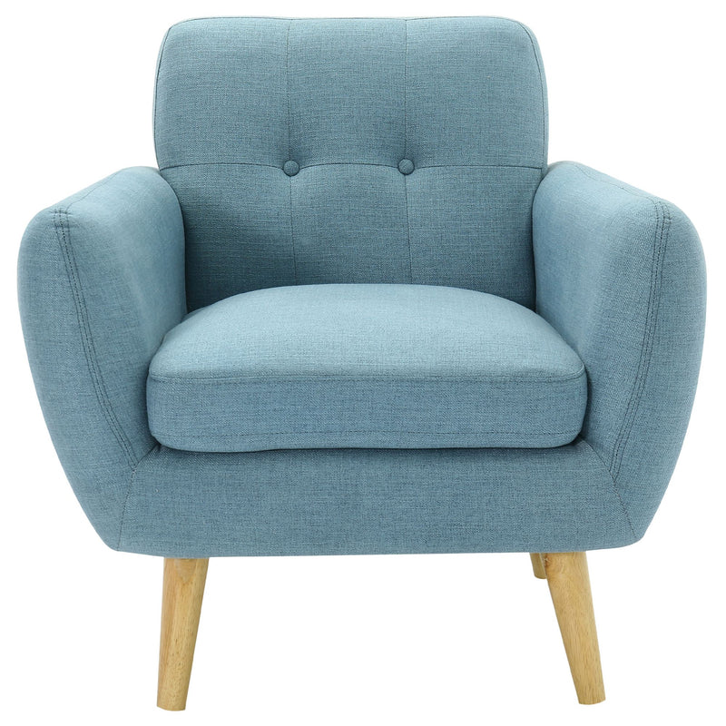 Dane Single Seater Fabric Upholstered Sofa Armchair Lounge Couch - Blue