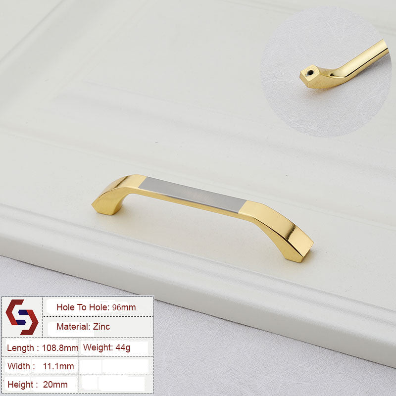 Zinc Kitchen Cabinet Handles Bar Drawer Handle Pull gold color hole to hole 96MM