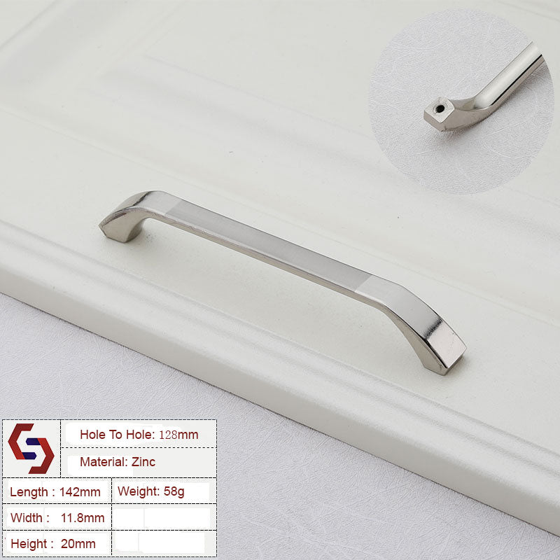Zinc Kitchen Cabinet Handles Bar Drawer Handle Pull silver color hole to hole 128MM