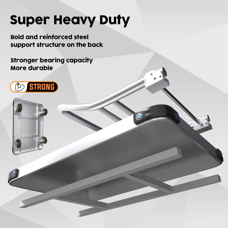 1000KG Capacity Heavy Duty Foldable Platform Truck Flatbed Push Cart Steel Dolly Trolley Cart Brake