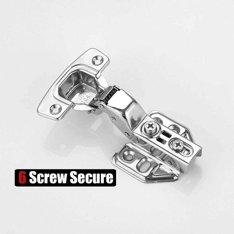 8 Pack 304 Stainless Steel Cabinet Hinges 100 Degree Soft Closing Insert Overlay Door Hinge Nickel Plated Finish