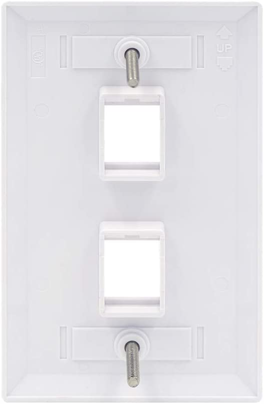 2 Port QuickPort outlet Wall Plate face plate, two Gang White