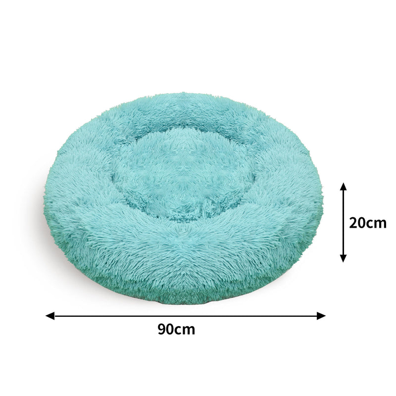 Pet Dog Bedding Warm Plush Round Comfortable Nest Comfy Sleeping kennel Green Large 90cm