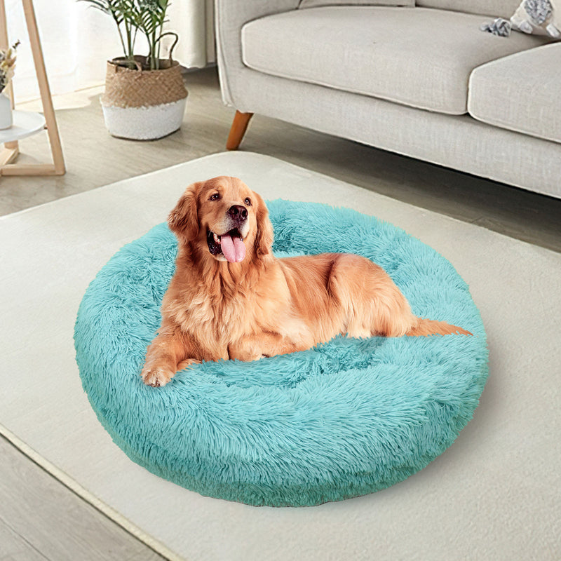 Pet Dog Bedding Warm Plush Round Comfortable Nest Comfy Sleeping kennel Green Large 90cm