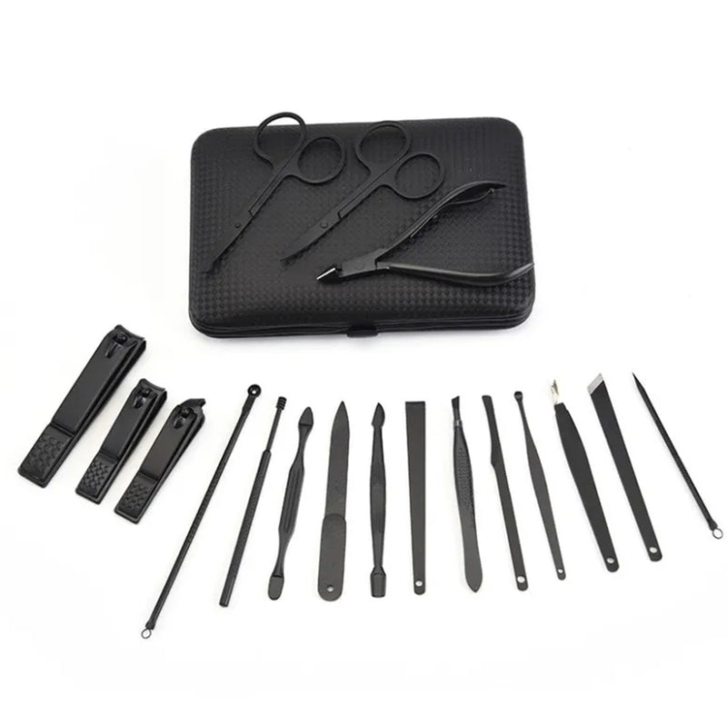 A+Living Stainless Steel Black 11Pcs Nail Clipper Set Manicure Tool Nail Clipperg