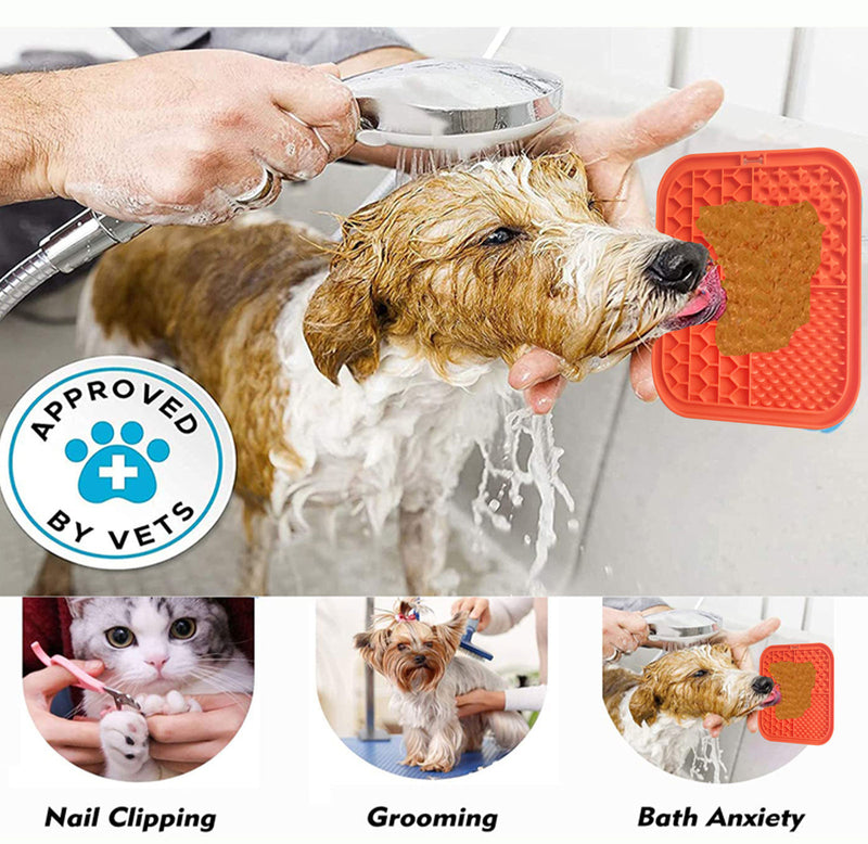 Pawfriends Silicone Dog Pet Lick Mat Anti-choking Slow Feeder Bath Grooming Helper Orange