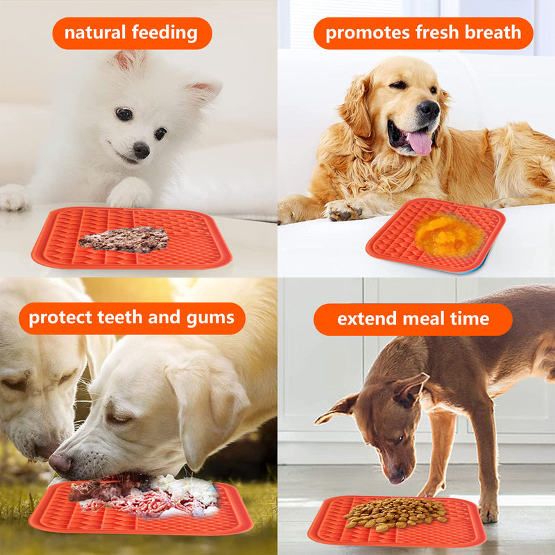 Pawfriends Silicone Dog Pet Lick Mat Anti-choking Slow Feeder Bath Grooming Helper Orange
