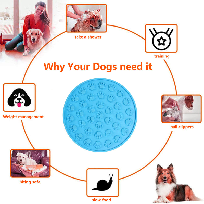 Pawfriends Silicone Dog Cat Pet Licking Pad Anti-Anxiety Slow-Feeding Licking Pad Blue