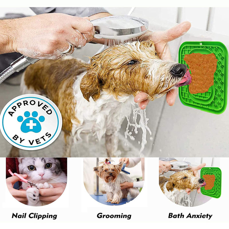 Pawfriends Asphyxia-resistant Silicone Pet Slow Food Mat Licking Mat Grooming Helper Green