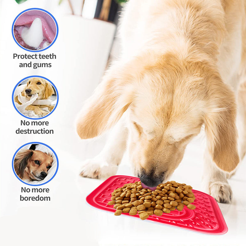 Pawfriends Asphyxia-resistant Silicone Pet Slow Food Mat Licking Mat Grooming Helper Red