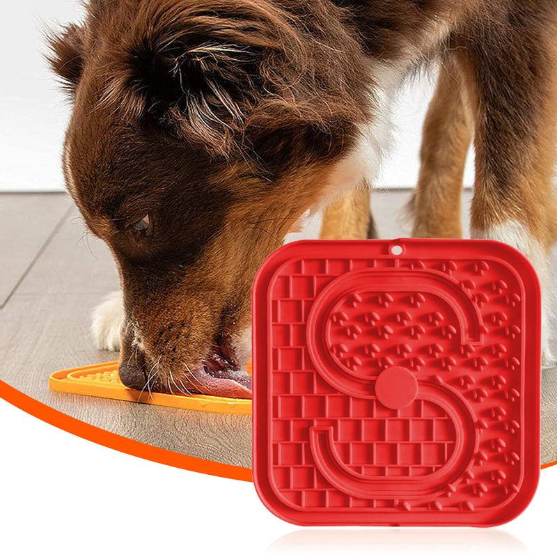 Pawfriends Asphyxia-resistant Silicone Pet Slow Food Mat Licking Mat Grooming Helper Red