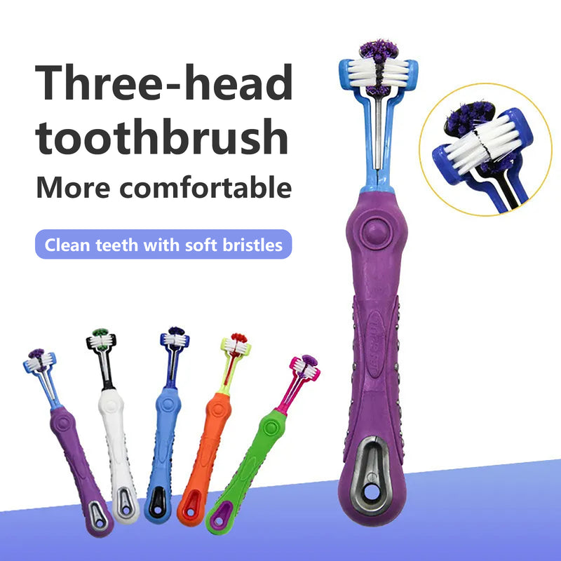 Pawfriends Pet Three-Head Multi-Angle Dog Toothbrush Cat Toothbrush Oral Cleaning Products