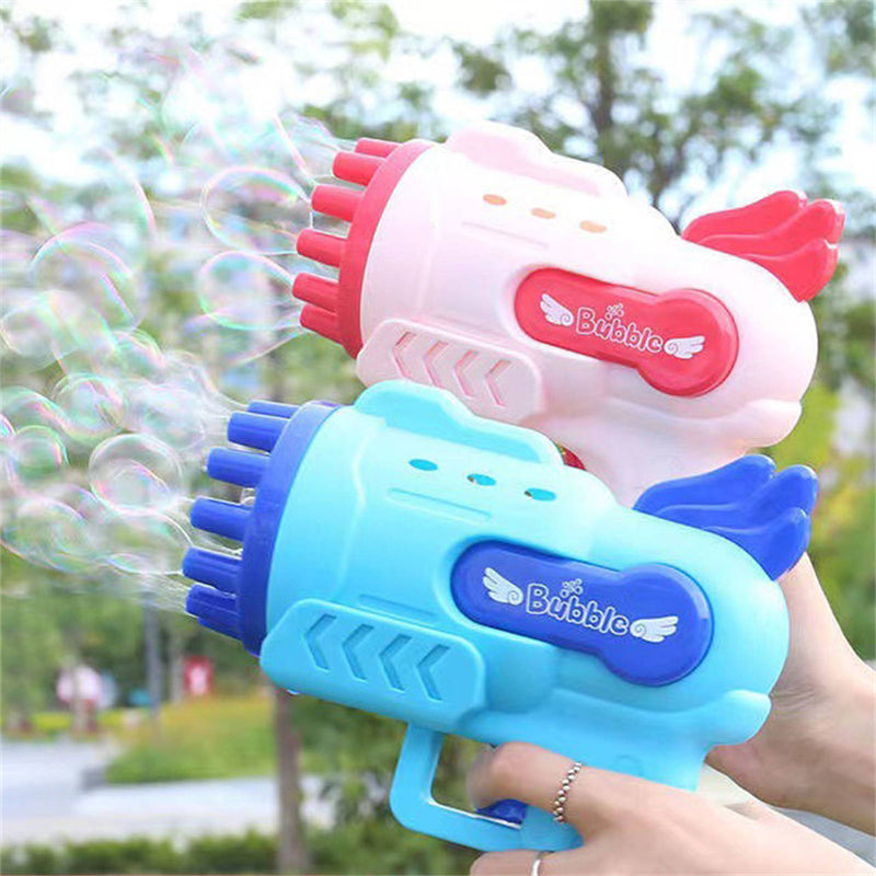 Bubblerainbow Angel 12-Hole Bubble Gun a Dual-Purpose Bubble Fan for Children to Play Blue