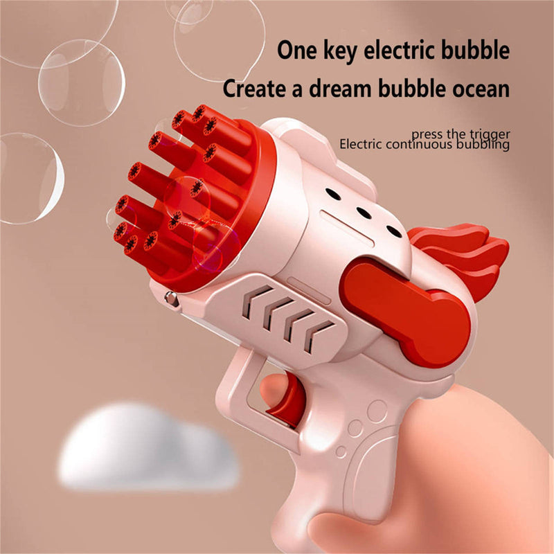 Bubblerainbow Angel 12-Hole Bubble Gun a Dual-Purpose Bubble Fan for Children to Play Pink
