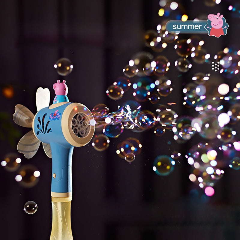 Bubblerainbow Peppa Pig Windmill Bubble Machine Hand-Held Stick Electric Bubble Toy Blue
