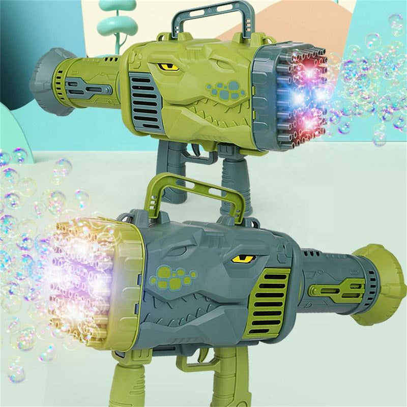Bubblerainbow Dinosaur Bazooka Bubble Gun 64-Hole Fully Automatic Rechargeable Bubble Machine