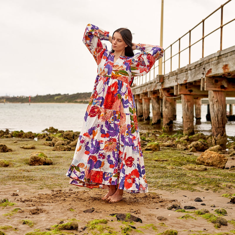 Cotton Maxi Dress Summer Dress Boho dress Gift for her Long Boho Dress Women Kimono Wrap Dress Valentine Mother&