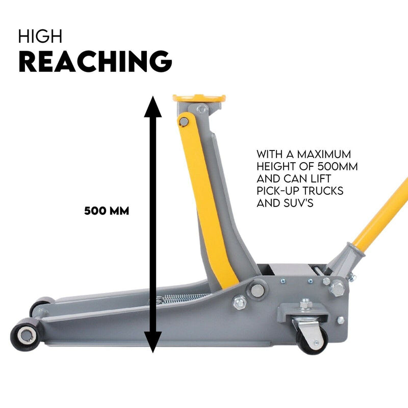 Hydraulic Floor Jack 3T Trolley Low Profile Car Track Quick Lifting 75-500mm