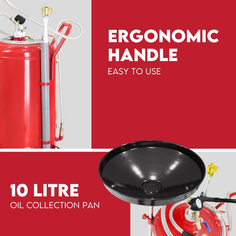 80L Waste Oil Drainer Pneumatic Fluid Collection Workshop with Extractor