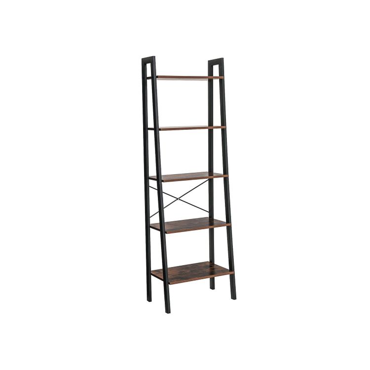 VASAGLE 5 Tiers A-shaped Ladder Storage Shelf Rustic Brown