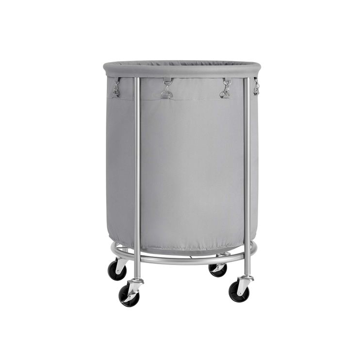 SONGMICS Laundry Basket with Wheels Gray and Silver